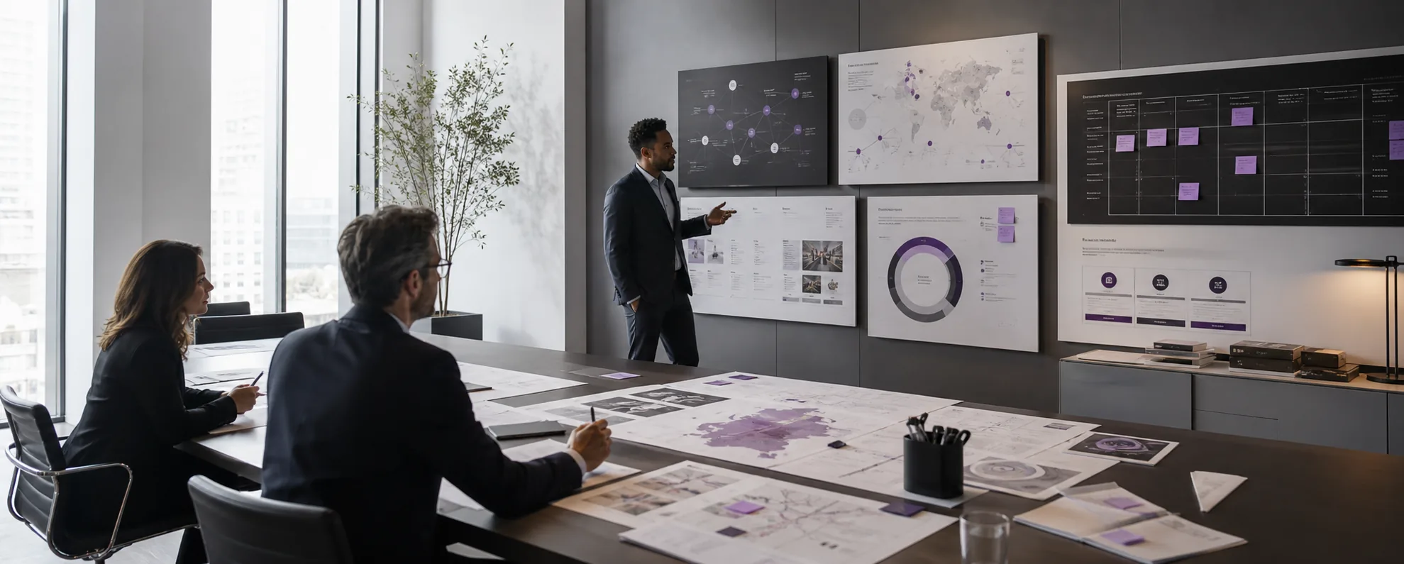 Customer engagement planning room with audience lifecycle and campaign architecture visuals