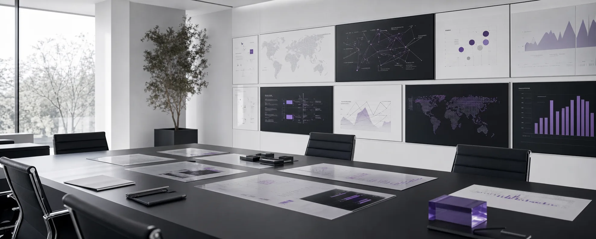Business growth command center with opportunity maps and strategic marketing dashboards